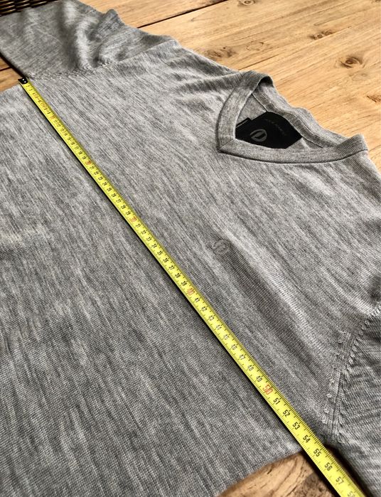 Sweter męski wełniany merino  Jack&Jones szary w serek XL