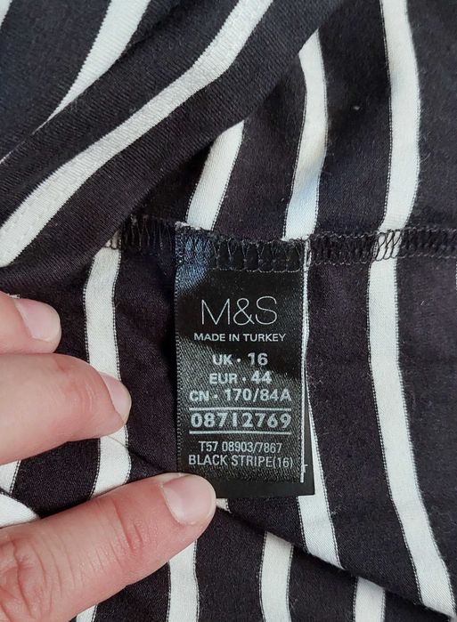 Ołówkowa spódnica spódniczka Marks&Spencer paski 16/44 46 Wiskoza stan idealny