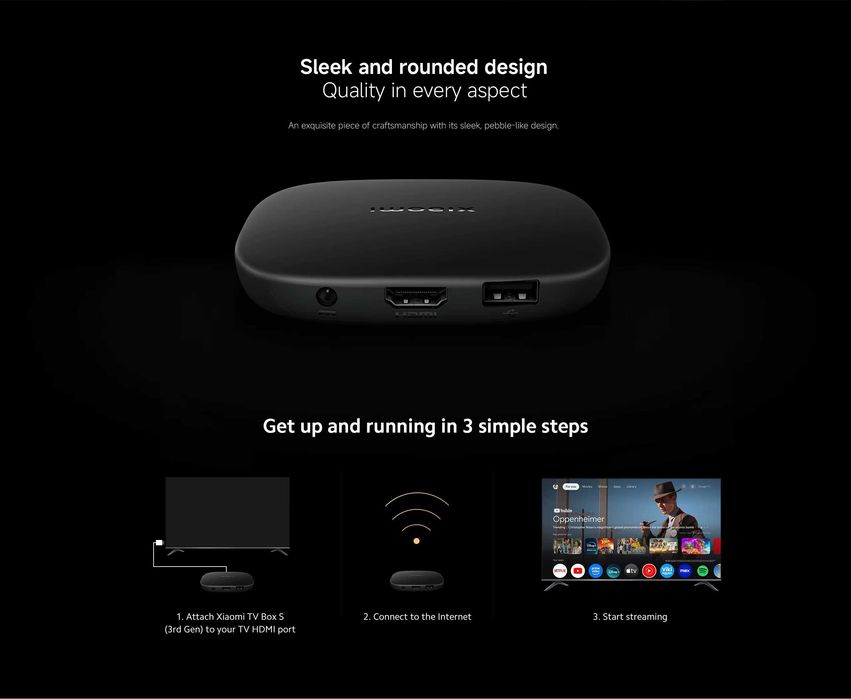 Смарт приставка  Xiaomi TV Box S 3rd Gen 2/32G WiFi BT5.2 Google TV 14.Netflix