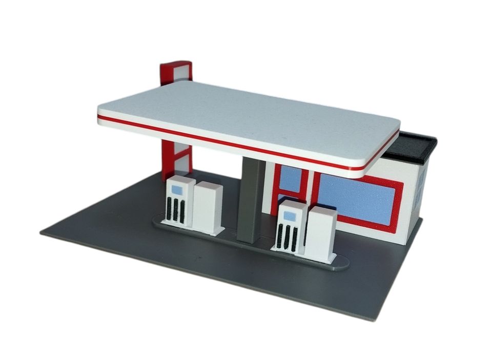 Diorama 1/64 Hot Wheels Majorette Matchbox Garaż Stacja Benzynowa 3D