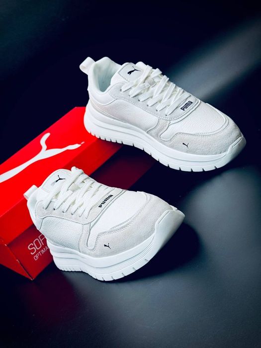 Puma шкіряні чоловічі кросівки білі для повсякденного носіння