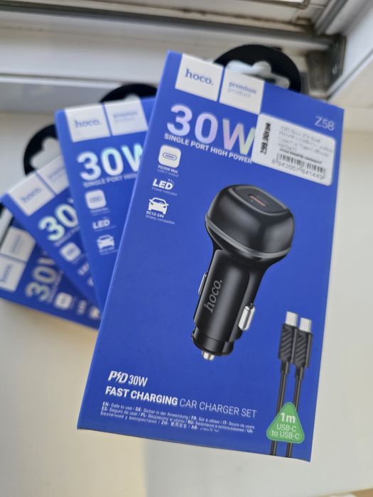 автомобільний зарядний пристрій hoco 30watt для телефона швидкісний