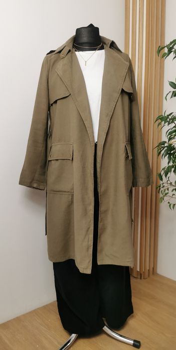 Elegancki płaszcz wiosenny, trencz prochowiec, new look, L, 40