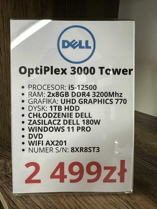 Komputer Dell OptiPlex 3000 Tower i5-12500/16GB/1TB/WIN 11 gwarancja