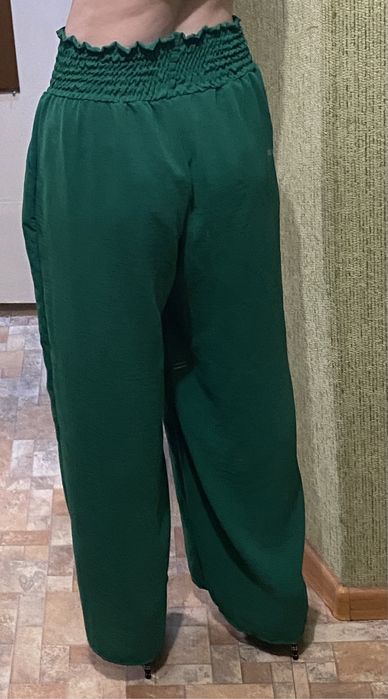 Штани кльош з високою талією на резинці