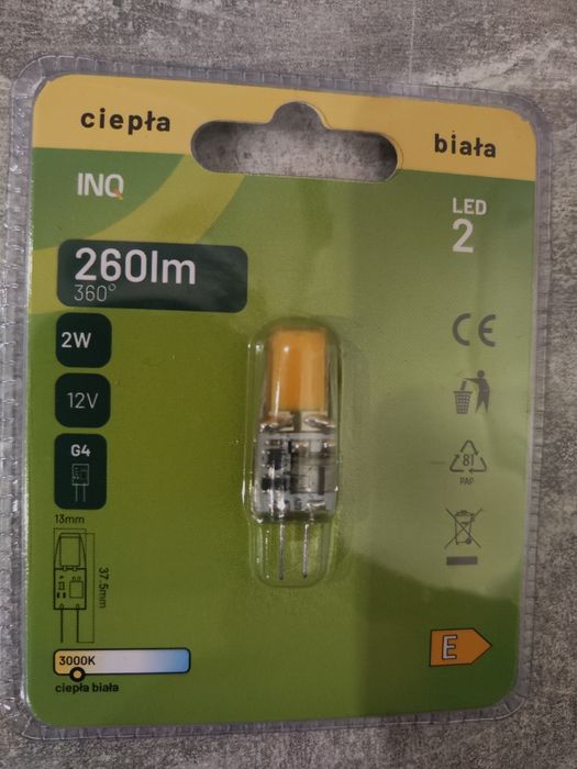 Nowa żarówka LED G4, 12V, 2W=26W