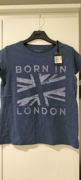 T-shirt ciemnoniebieski z nadrukiem,Pepe jeans