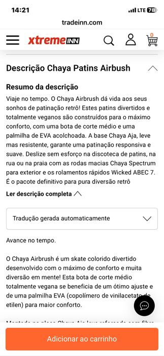 Patins marca Chaya