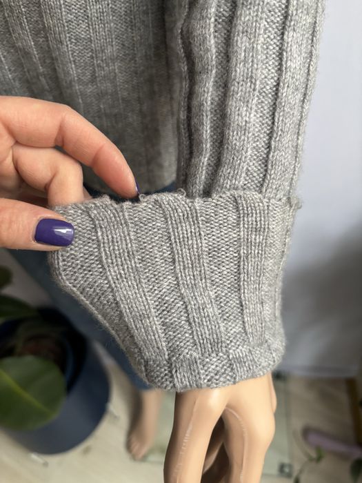 Kaszmirowy szary sweter półgolf damski 100% kaszmir szary 40 l