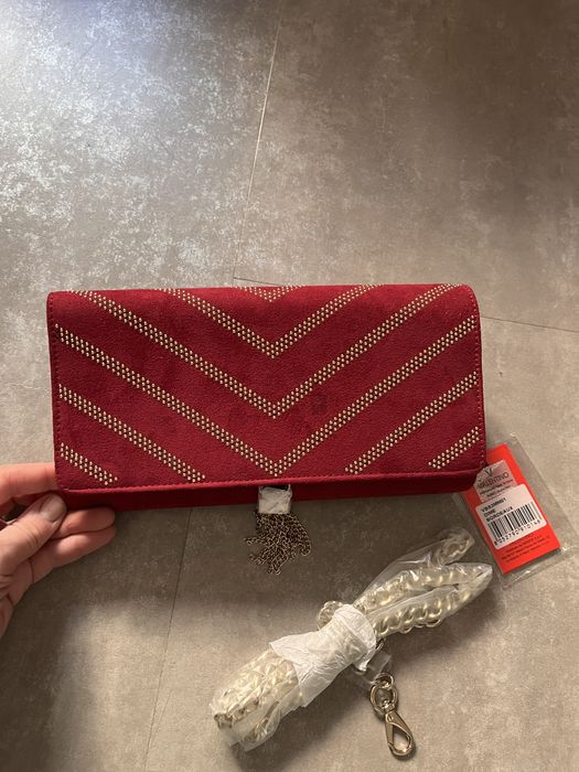 Бордова сумка клатч valentino