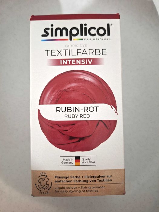 SIMPLICOL Barwnik do tkanin kolor rubinowo czerwony 560G NOWY