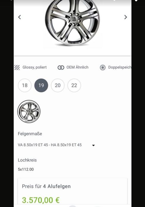 Felgi BRABUS Monoblock Q 19" 5x112 Mercedes Ori Cena za 4szt