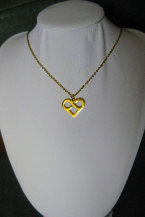 Colar Aço Dourado Coração Infinito NOVO