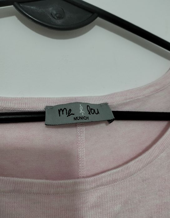 Sukienka sweterek tunika sweter w paski różowy cienki długi Munich