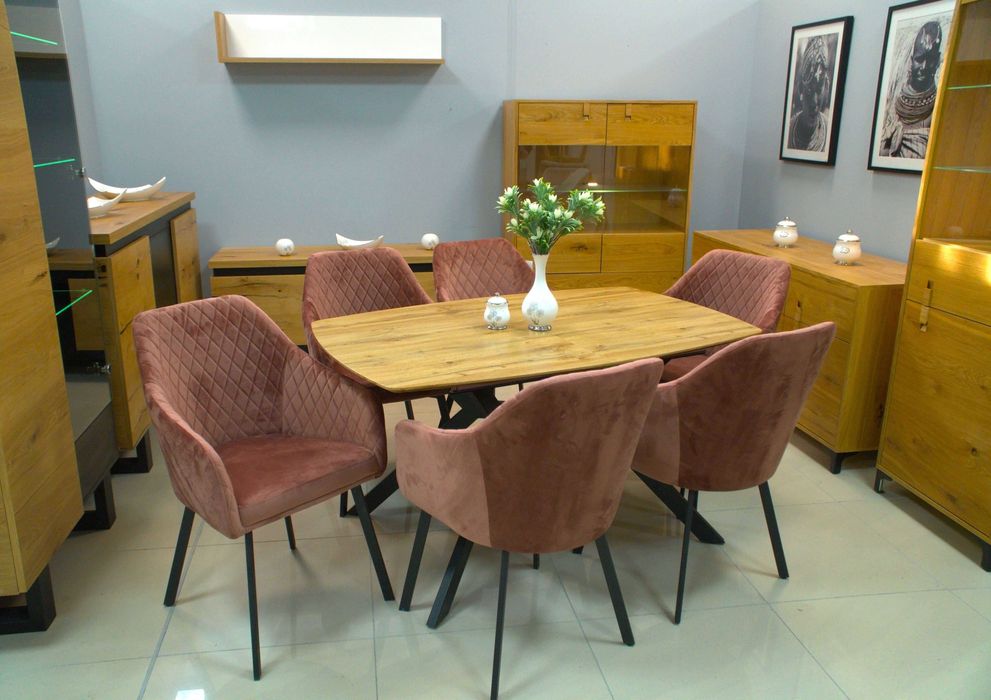 (2MJ) Stół Bari rozkładany + 6 krzeseł Montana wrzos 1220 zł