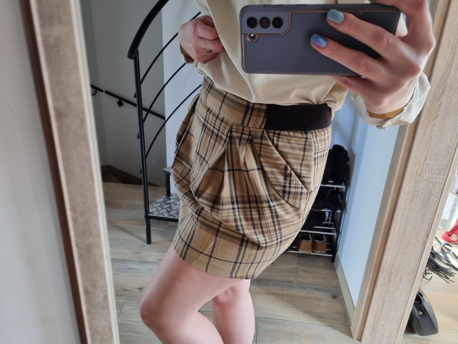 Spódniczka mini kratka musztardowa punk rock