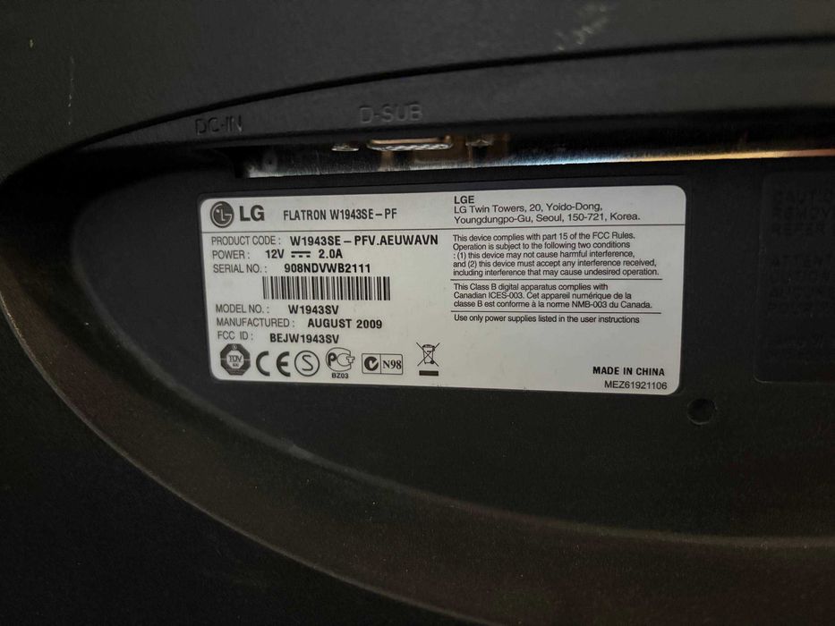 Монітор LG Flatron W1943SE-PF