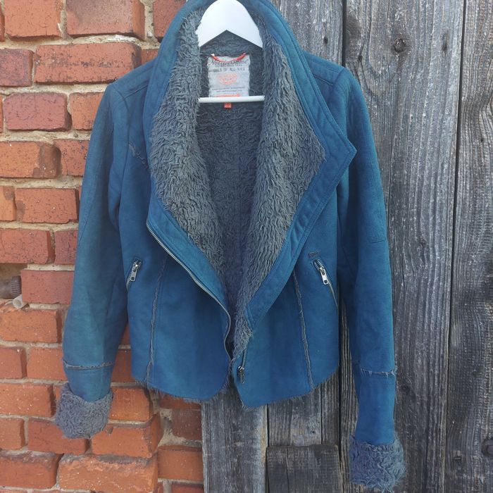 Ramoneska damska niebieska ocieplana futerkiem