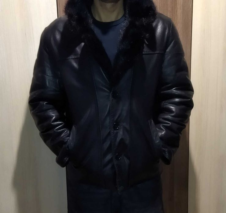 Дубленка с мехом норки ( кожа )