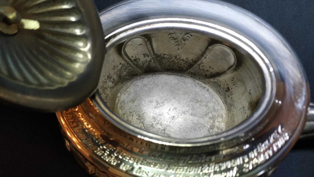 Zabytkowy Posrebrzony Czajnik BRIDDON BROS SHEFFIELD 1908r z Dedykacją