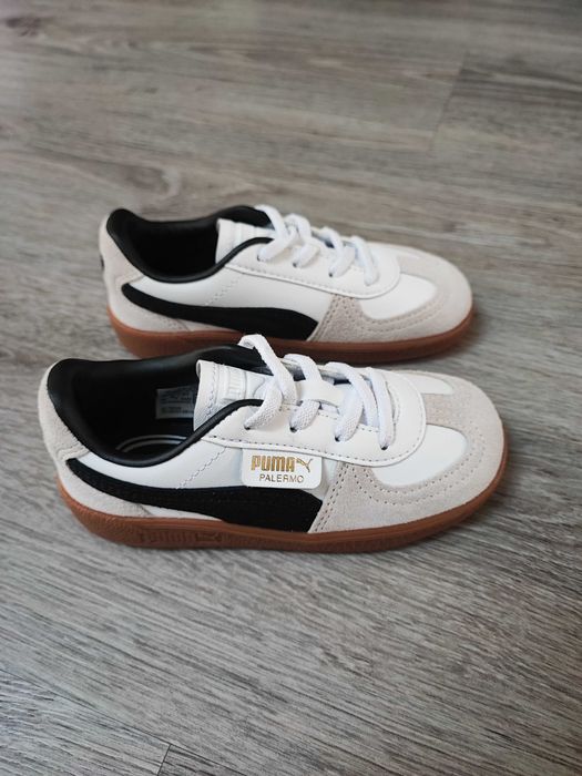 Sapatilhas Puma Leather AC branco bege preto bebé