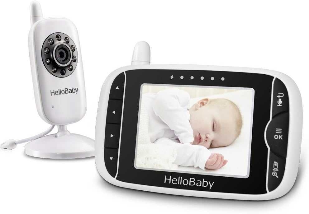 Niania elektroniczna HelloBaby HB32, 3,2" biała, z Kamera HD, Tryb Nocny