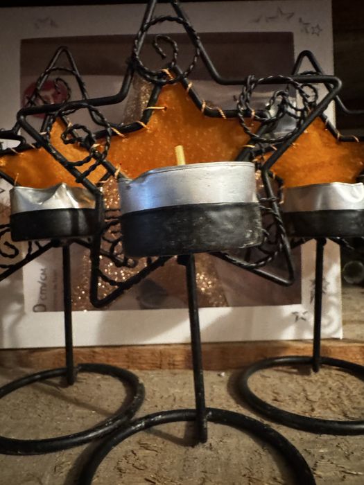 świeczniki gwiazdy metal Boże Narodzenie