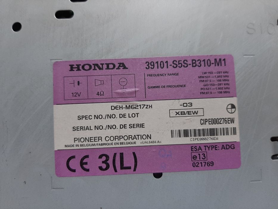 Rádio / auto-rádio HONDA Civic VII Hatchback (EU_, EP_, EV_)