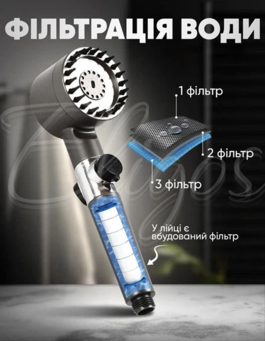 Лійка для душу, масажна ,з кнопкою стоп 3 режими