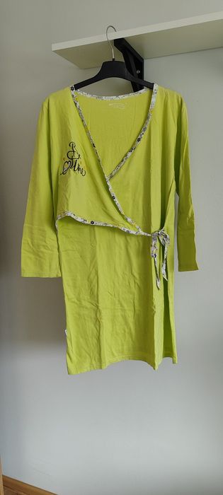 Koszula piżama ciążowa oraz do karmienia piersią S M 36 38 limonkowa