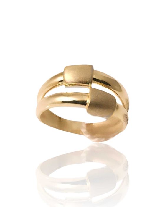 Złoty pierścionek z matowym dodatkiem pr. 585