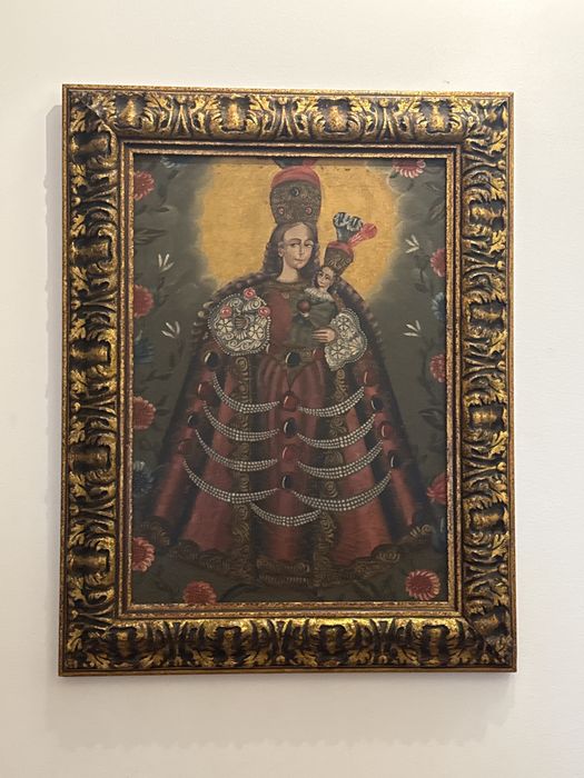 Quadro tela antiga com moldura madeira maciça