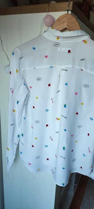 Sinsay Biała dziewczęca koszula print Bubble Cute Baby XS / 34