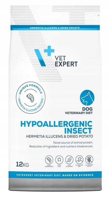 VET EXPERT HYPOALLERGENIC INSECT karma weterynaryjna dla psów 12 kg