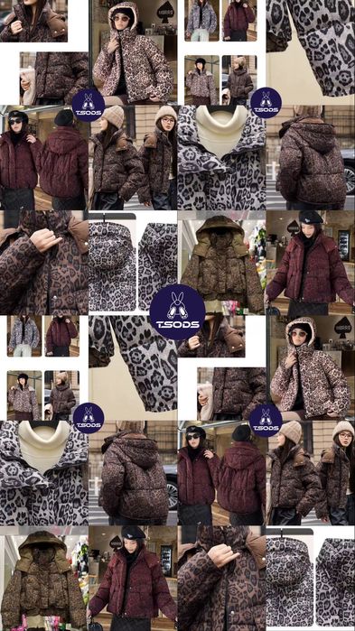 Теплая куртка леопардовая черный пуховик со стразами короткий Зара СМЛ