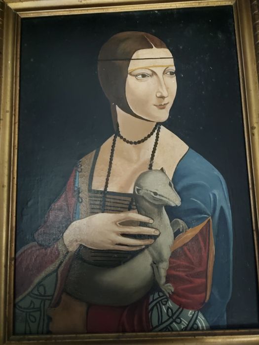 Dama z łasiczką -gronostajem obraz ręcznie malowany.