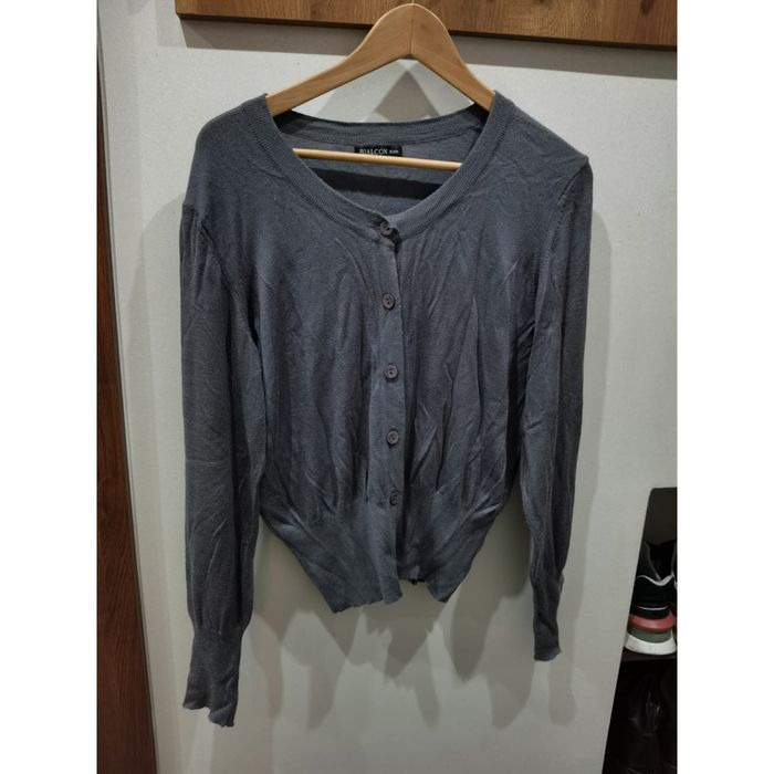 Sweter kardigan szary melanż guziki ściągacz Bialcon is 42 44 XL XXL