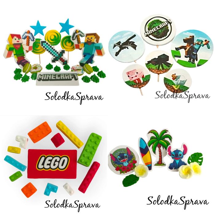 Цукрові прикраси та топери для декорування тортів.