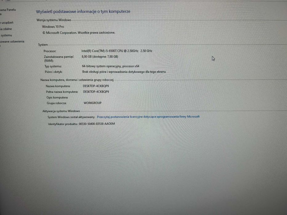 Bardzo ładny i szybki Hp prodesk 600 g2 intel i5 8GB RAM 128SSD wifi