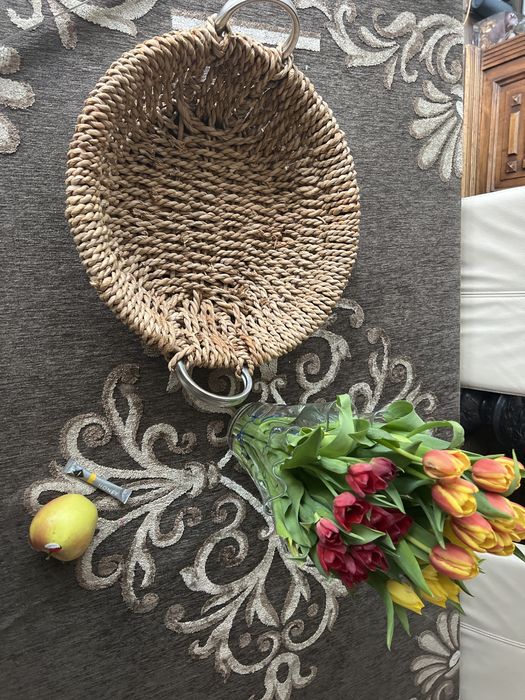 Nowy solidny kosz koszyk na owoce rattan wiklina sznur naturalny