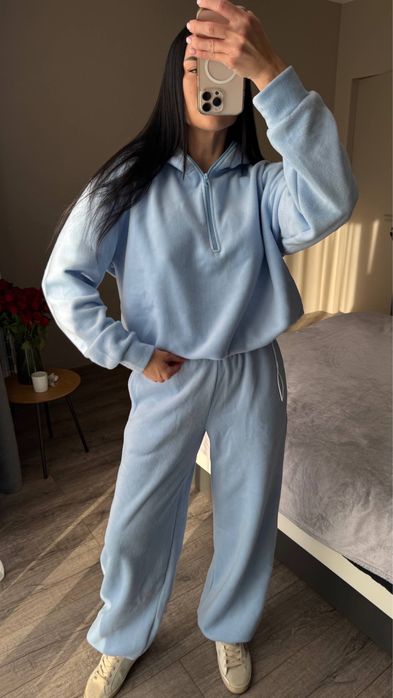 Женский зимний костюм ФЛИСОВЫЙ 42-46 коричневый свободный прямые штаны