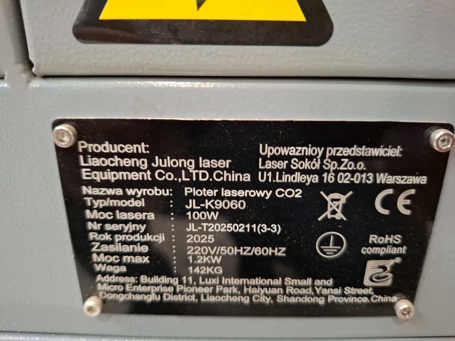 Ploter laserowy CO2 Liaocheng Julong JL-K9060