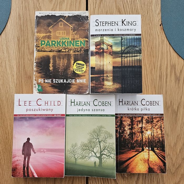 Zestaw książek Leena Parkkinen, Harlan Coben, Lee Child, Stephen King