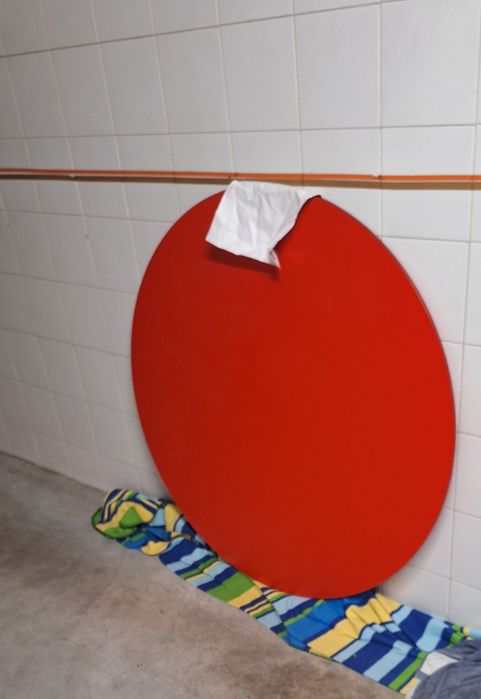 Tampo de mesa redondo vidro vermelho