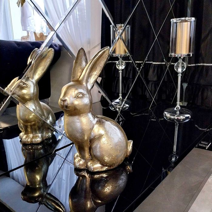 Zając wielkanocny duży złoty dekoracja świąteczna figurka 40cm