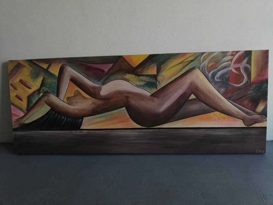 Pintura Moderna de Silhueta Feminina – Assinada "Tino"
