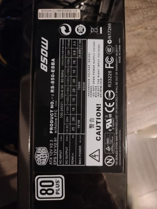 Zasilacz 850w cooler master