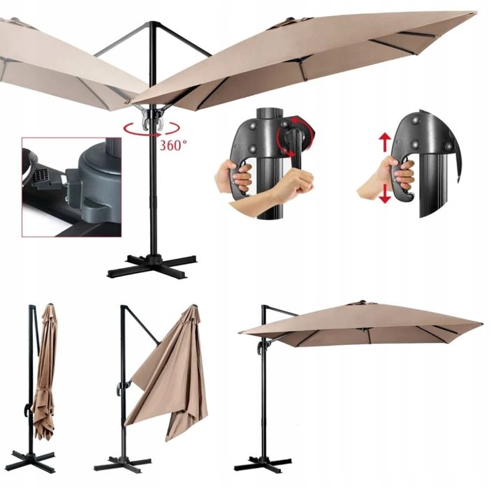Parasol tarasowy, ogrodowy 3m z obrotem 360°