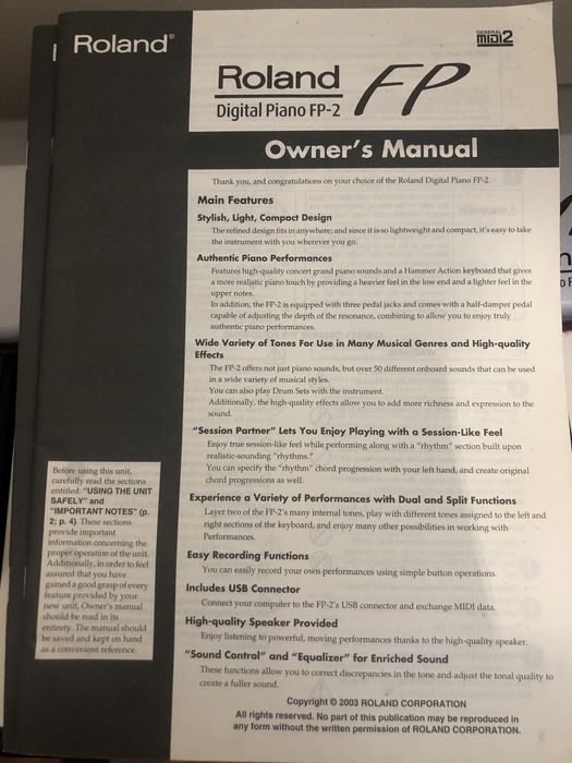 Piano digital Roland FP-2
