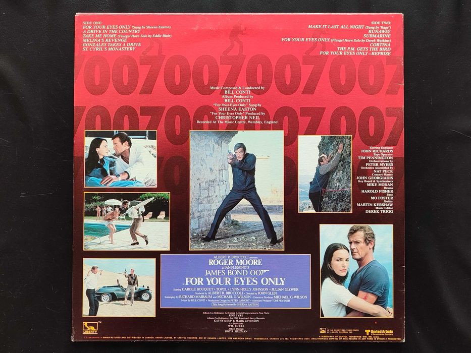 007 For Your Eyes Only | LP vinil; banda sonora do filme (1981)